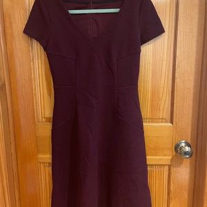 Boden Aline Ottoman Knit Maroon V-neck Dress